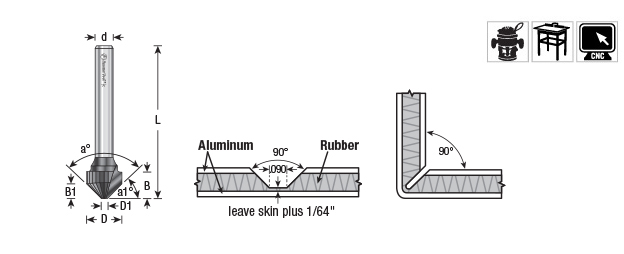 Amana Tool 948 Carbide Tipped 3-Wing Straight Edge 2-1/2 D x 1/2CH x 1/2 & 3/4 Bore Shaper Cutter